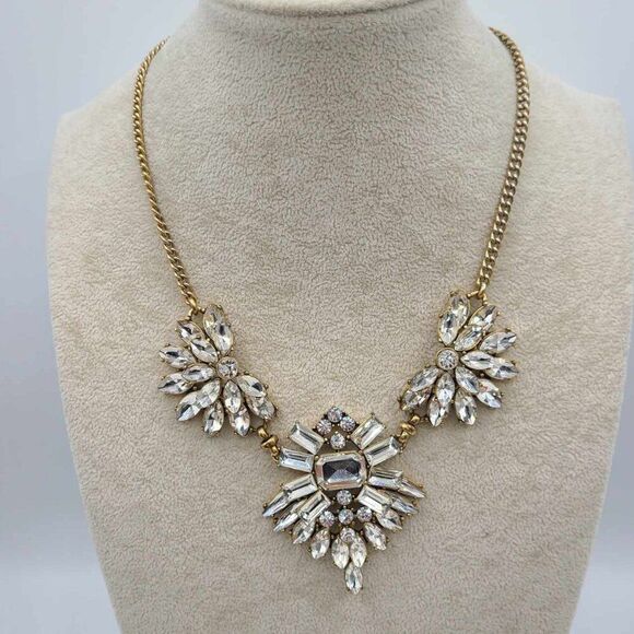 J Crew Clear Crystal Elegant Statement Necklace - Picture 1 of 10
